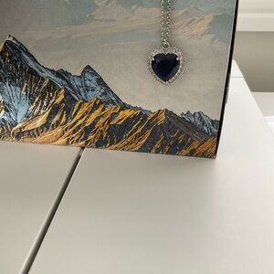 Heart-Shaped Blue Pendant Necklace